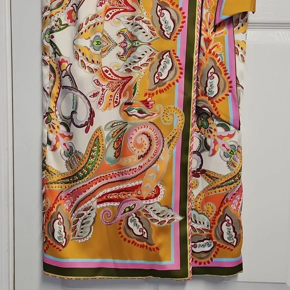 ANTONIO MELANI Satin Clio Scarf Wrap Maxi Skirt: Multi Color Print: Size- 10 - Picture 3 of 16